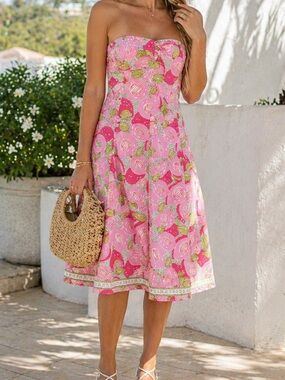 Lilly Pulitzer vintage Strapless Dress Sabrina Mango fruit print Resort vacation